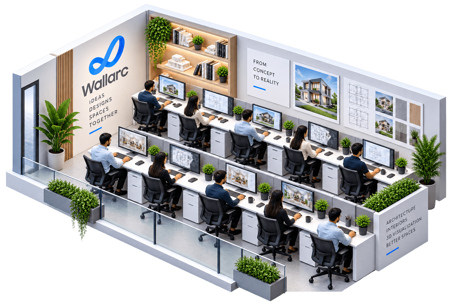 12 People Wallarc design team for peak workload