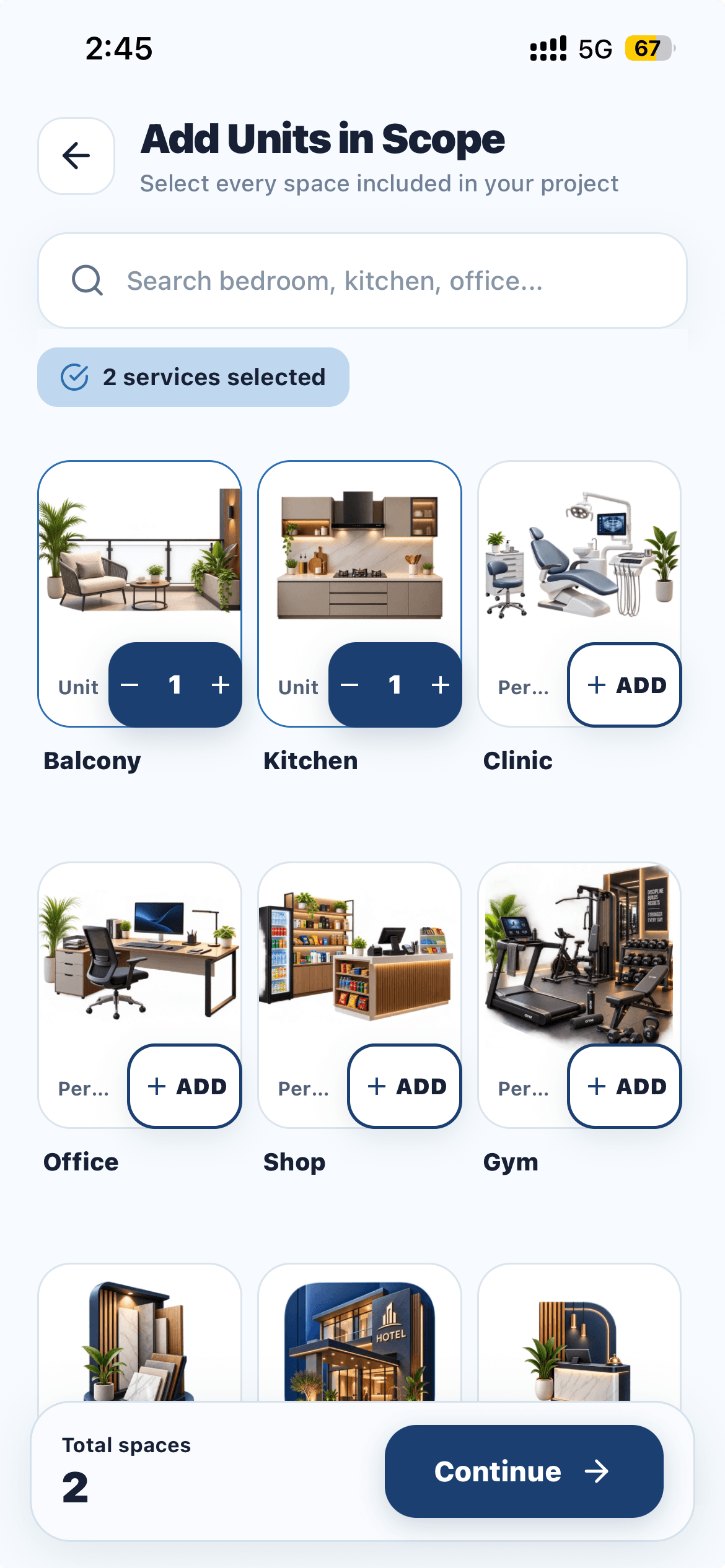 Add Project Details screen in the Wallarc app