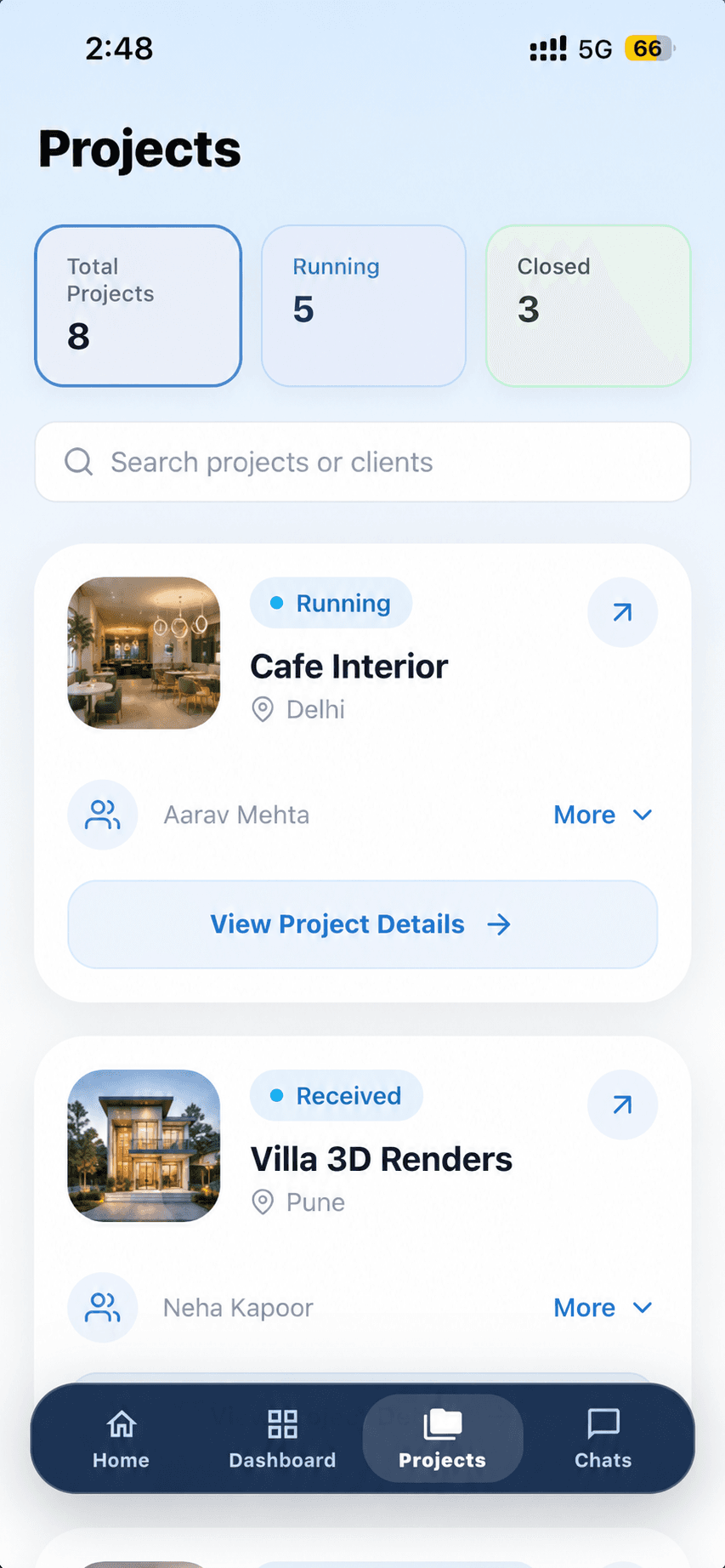 Track & Manage screen in the Wallarc app