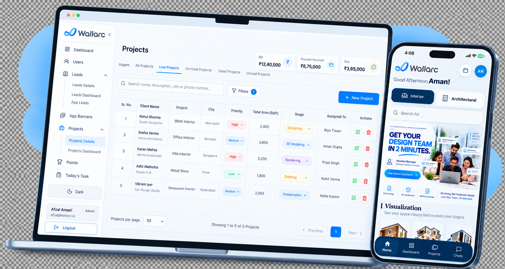 Wallarc Dashboard + Mobile App
